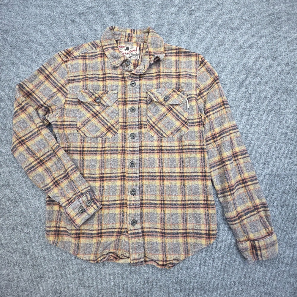 Devium Boca Flannel Shirt Men's Small Multi Color Pockets 100% Cotton USA